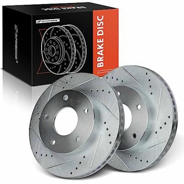 Imagem de A-Premium Rotores de freio a disco dianteiro perfurado e ranhurado de 10,5 polegadas (266,7 mm) compatíveis com modelos selecionados Chevy, GMC, Cadillac, Buick e Oldsmobile - Blazer, Sonoma, Syclone,