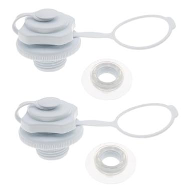 Imagem de OZXNO 2 peças de válvula de ar inflável para barco com tapete de borracha tampas de válvula de ar de plástico de 24 mm para tubo inflável rebocável para caiaque de barco inflável (branco)