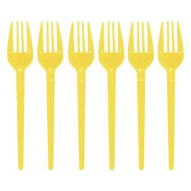 Imagem de Garfinho Descartável Amarelo para Festas - 50 Unidades - Forfest