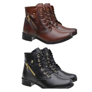 Imagem de Bota coturno cano curto cadarço e ziper - Modativa Franca, Preto, 36, 