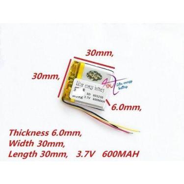 Imagem de Bateria  6mm X 30mm X 30mm 3,7v 600mah Com 3 Fios - - KMIG