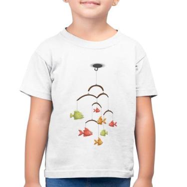 Imagem de Camiseta Algodão Infantil Peixinhos Móbile - Foca na Moda, Branco, 14