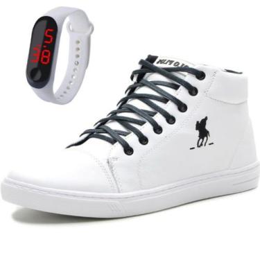 Imagem de Tênis Sapatênis Masculino Cano Alto + Pulseira Relógio - Polo Plus, 39