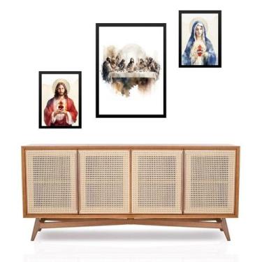 Imagem de Set 3 Quadros Sacros Minimalistas Católicos - Quadros On-line, Moldura