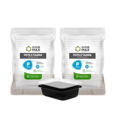 Imagem de Pote Preto 48un 350ml Descartável Marmita Freezer Microondas Fitness R