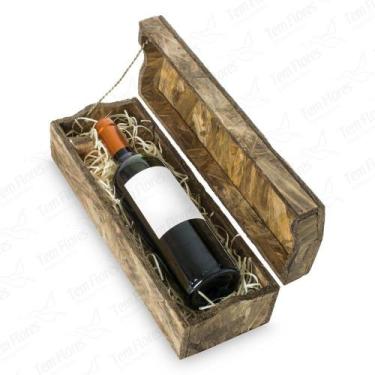Imagem de 3 Madeira reciclável Caixa decorativa para Vinho OSB - Tem Flores