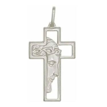 Imagem de Pingente Crucifixo Face Cristo Prata Legítima 925 - Lojas La&Ny , Prat