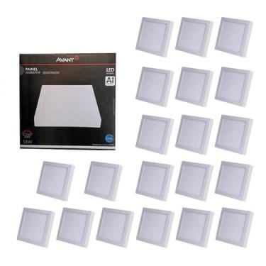 Imagem de Kit 20 Painel de Led Avant Sobrepor Alumínio Quadrado 22x22cm 18W Bivo