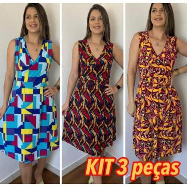 Imagem de Vestido Sem Mangas Com Cintura Regulável  e Traspassado Gola V Sem Man