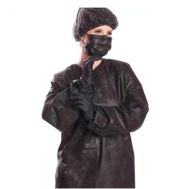 Imagem de Avental Descartável Cirúrgico Preto, Gramatura 30, Manga Longa - 10 un