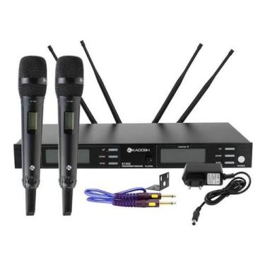 Imagem de Microfone Sem Fio De Mao Duplo Profissional Display K1202M - Kadosh