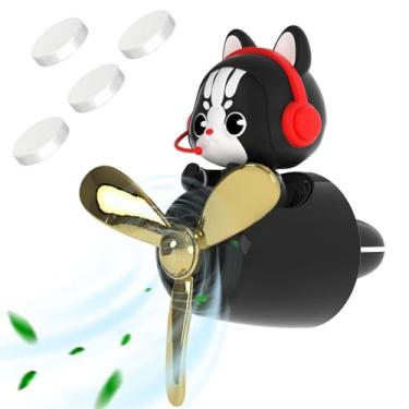 Imagem de DUHKHAS Ambientador de carro piloto, purificador de ar com clipe de ventilação de carro de gato fofo com 4 tabletes perfumados difusor de ventilador de saída de ar automotivo, decoração de ventilação