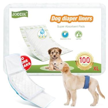Imagem de JOCCIK Forros de Fraldas para Cães 100Ct Super Macios e Absorventes Almofadas de Reforço de Fraldas para Cães para Faixas de Barriga de Cães Masculinos Ou Fraldas para Cães Femininos(X-Grande, 100 Uni