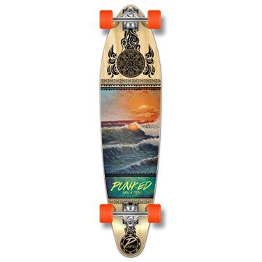 Imagem de Yocaher Série Gráfica Skate Kicktail Completo Longboard com BlackWidow Premium 80A Grip Tape, Caminhão de Alumínio, Rolamento ABEC9, Rodas de Skate de 71 mm (Cena de Onda)