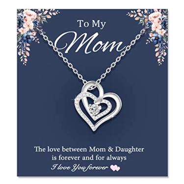Imagem de Tarsus Colar mãe filha, colares de coração duplo, joias presentes para mãe e filha, Zircônia cúbica Aço inoxidável, Zircônia cúbica