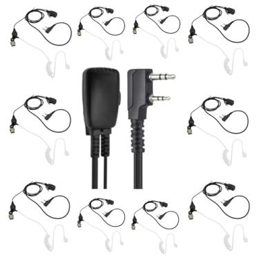 Imagem de stdgove Pacote com 10 fones de ouvido de rádio bidirecionais multivolume com microfone, fone de ouvido acústico de 2 fios para Baofeng Arcshell Retevis Samcom Kenwood Walkie Talkie uv-5r rt 21 22 68