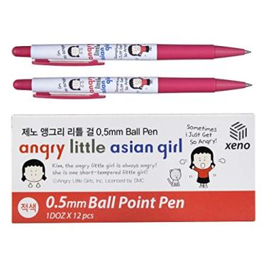 Imagem de Caneta esferográfica Xeno Angry Little Asian Girl com desenho animado de 0,5 mm, tinta de baixa viscosidade, Red 12pcs