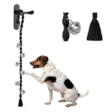 Imagem de GINIDEAR Campainha de cachorro para treinamento de vaso sanitário de porta, campainha de cachorro para filhotes saírem, sino ajustável para cães, sinos de porta para cães. Estilo torcido, preto puro