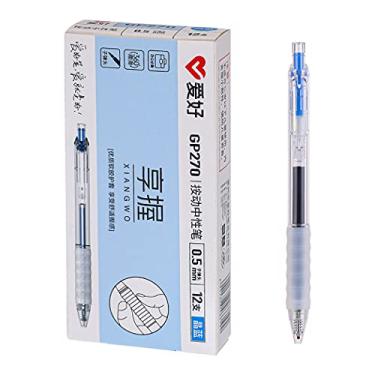 Imagem de czxwyst GP270 Canetas de tinta gel recarregáveis e retráteis com aderência macia grande capacidade 0,5 mm ponta fina pacote com 12 (azul)