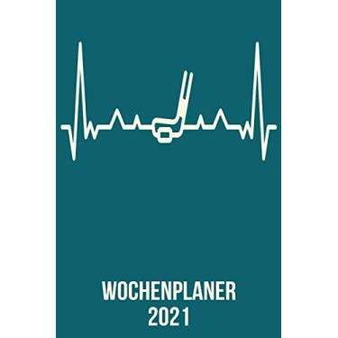 Imagem de Wochenplaner 2021: Wochenplaner zum notieren, organisieren und planen DIN A5. Kalender/Terminkalender/Monats- / Tagesübersicht/Kontakt- / Geburtstags listen/Hockey Puck heartbeat herzschlag