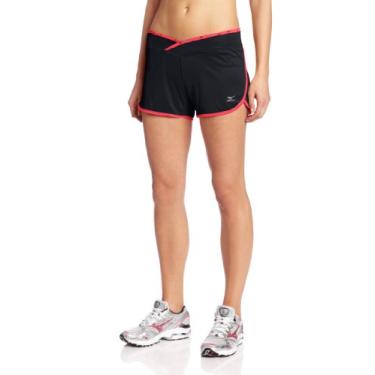 Imagem de Mizuno Short feminino de corrida DryLite Meridian, preto/vermelho vermelho, GG