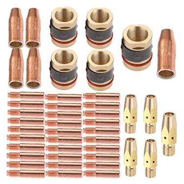 Imagem de Pacote com 45 acessórios de pistola de solda MIG, kit de 0,88 cm adequado para pistola M25 M40 Hobart H (inclui pontas de contato de soldagem 000-068 0,1 cm, bocais de gás 200-258, difusores de gás