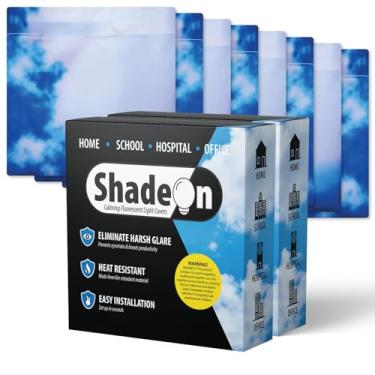 Imagem de Capas de luz fluorescente calmantes ShadeOn (conjunto de 8, céu de verão) – Filtros de luz magnéticos para sala de aula e escritório, serve para luminárias floresantes de 5 x 10 cm, suprimentos educacionais para professores