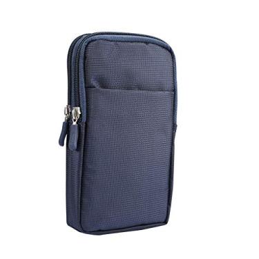 Imagem de Pochete masculina para celular com clipe de cinto, bolsa de cinto para celular com clipe, bolsa de cintura masculina para smartphone com zíper, coldre para celular, carteira com mosquetão para cinto