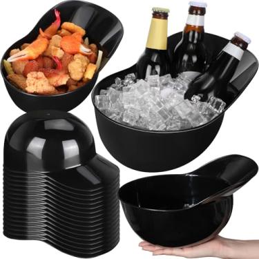 Imagem de Tanlade 2,041 g grande capacete de beisebol tigelas de sorvete copos de capacete de beisebol lanche sobremesa capacete tigelas para servir aniversário pipoca chip sundae lembrancinha de festa (preto,