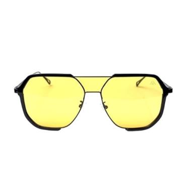 Imagem de ?culos de Sol Unissex Aviador Unissex Feminino Masculino Prote??o UV400 - Olympia (Preto lente Amarela)