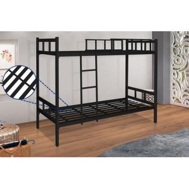Imagem de Beliche Inteira De Ferro Solteiro, 2 Pessoas - JB Moveis, Preto