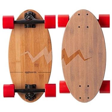 Imagem de Eggboards Mini skate Longboard Cruiser completo | 48 cm x 23 cm | Prancha Cruiser de bambu portátil. Fácil de transportar, suave para andar. Skates curtos e longos para adultos, iniciantes e crianças.