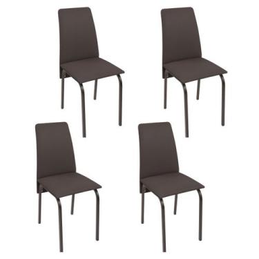 Imagem de Conjunto 4 cadeiras cozinha jantar ciplafe barcelona tubo bronze assen