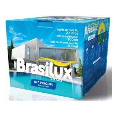 Imagem de Kit Tinta Para Piscina Pu Acrílico Brasilux Azul 4,5 Litros