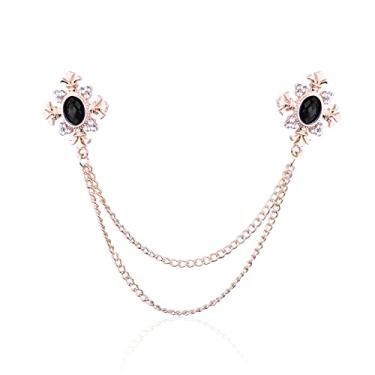 Imagem de Anmpab Broche de corrente de borla de cristal de cruz broche de colar de borla de ouro e prata broches de lapela de strass para homens e mulheres acessórios de terno broche de corrente de borla de cristal cruz. Broches de colar de borla de prata dourada broches de lapela de strass para homens e mulh