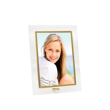Imagem de Porta Retrato Vidro Reto Prime Filete Dourado 10x15 Vertical – Tuut