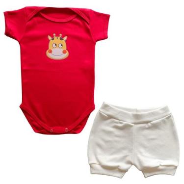 Imagem de Conjunto Body Manga Curta Girafa Bebê + Shorts - Mellane Baby, P, Verm