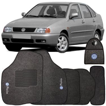 Imagem de Jogo Tapete Automotivo Carpete + Lixeira Volkswagen Polo 1997 à 2001 Soft Logo Bordado Grafite 6 Pçs