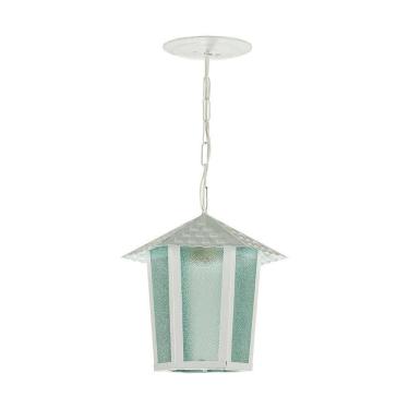 Imagem de Lustre Pendente Blumenau Colonial Sextavado Vidro Pontilhado E27 Bivolt Branco