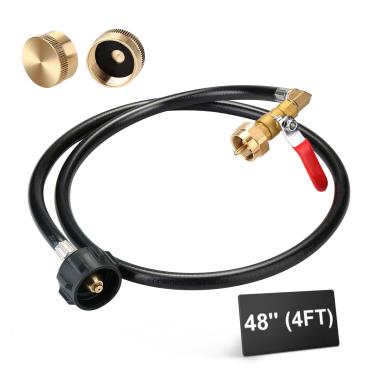 Imagem de WADEO Mangueira adaptadora de refil de propano, para tanque de gás propano de 500 g, mangueira de extensão de propano de 122 cm, mangueira de recarga de propano com válvula de controle liga/desliga,