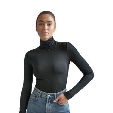 Imagem de Blusa Feminina Cacharrel Justa Manga Longa Gola Alta Basica Frio - Con