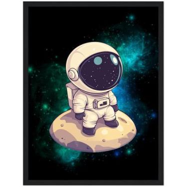 Imagem de Cute Minimalist Astronaut Poster - Framed in Black & White - Perfect for Space Lovers