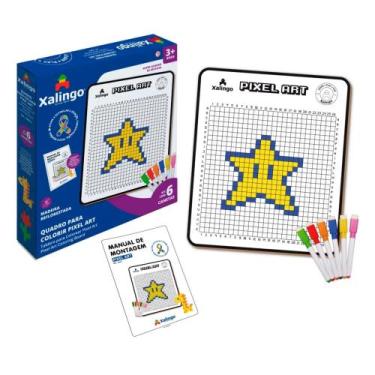 Imagem de Brinquedo Quadro para Colorir Pixel Art II C/6 Canetas Coloridas e Apa