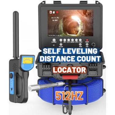 Imagem de PeachLeaf Câmera De Esgoto Com Localizador, Nivelamento Automático Integrado E Contagem De Distância, Microfone E Gravador Dvr Com 32 Gb, 9'' Ip68 À Prova D'Água Com 12 Luzes Led Equipamento De Insp