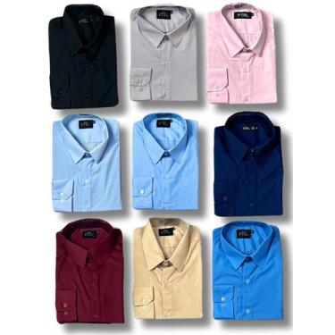 Imagem de KIT 09 peças - Camisa Social Manga Longa Slim e Tipo Linho (sem branco