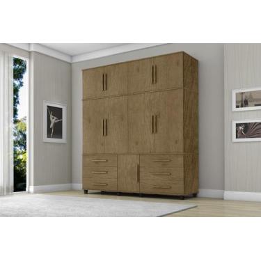 Imagem de Roupeiro Supre Triplex 9 Portas 7 Gavetas Espelho Cor Canela - Trinobe