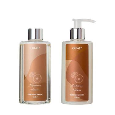 Imagem de Kit Refil Difusor de Varetas + Sabonete Líquido Olfati, Madeiras nobre