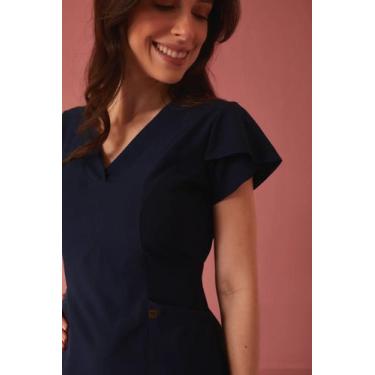 Imagem de Scrub Feminino Julia /PREMIUM/ Marinho Pijamas Hospitalares Clinicas Á