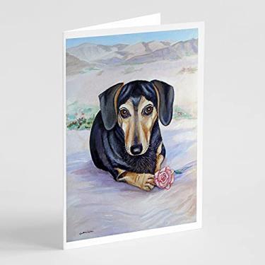 Imagem de Caroline's Treasures 7076GCA7P Cartões de felicitações Dachshund preto e creme, pacote com 8, 7 x 5, multicolorido