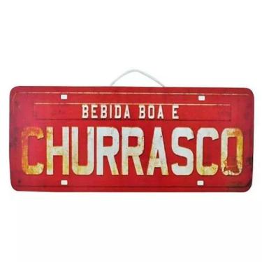 Imagem de Placa De Carro Decorativa Em Madeira Bebida Boa E Churrasco